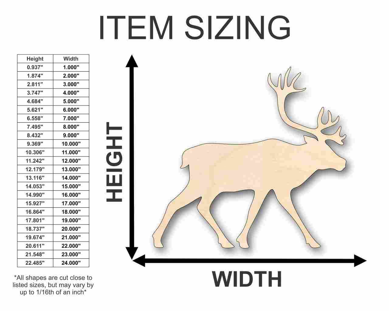 Unfinished Wood Caribou Shape - Animal - Wildlife - Craft - up to 46" DIY