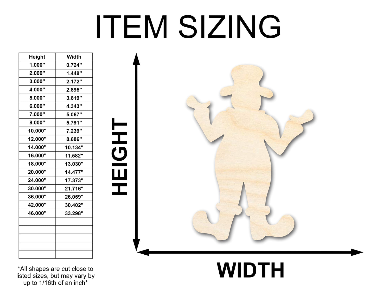 Unfinished Wood Clown Shape | Craft Cutout | up to 46" DIY