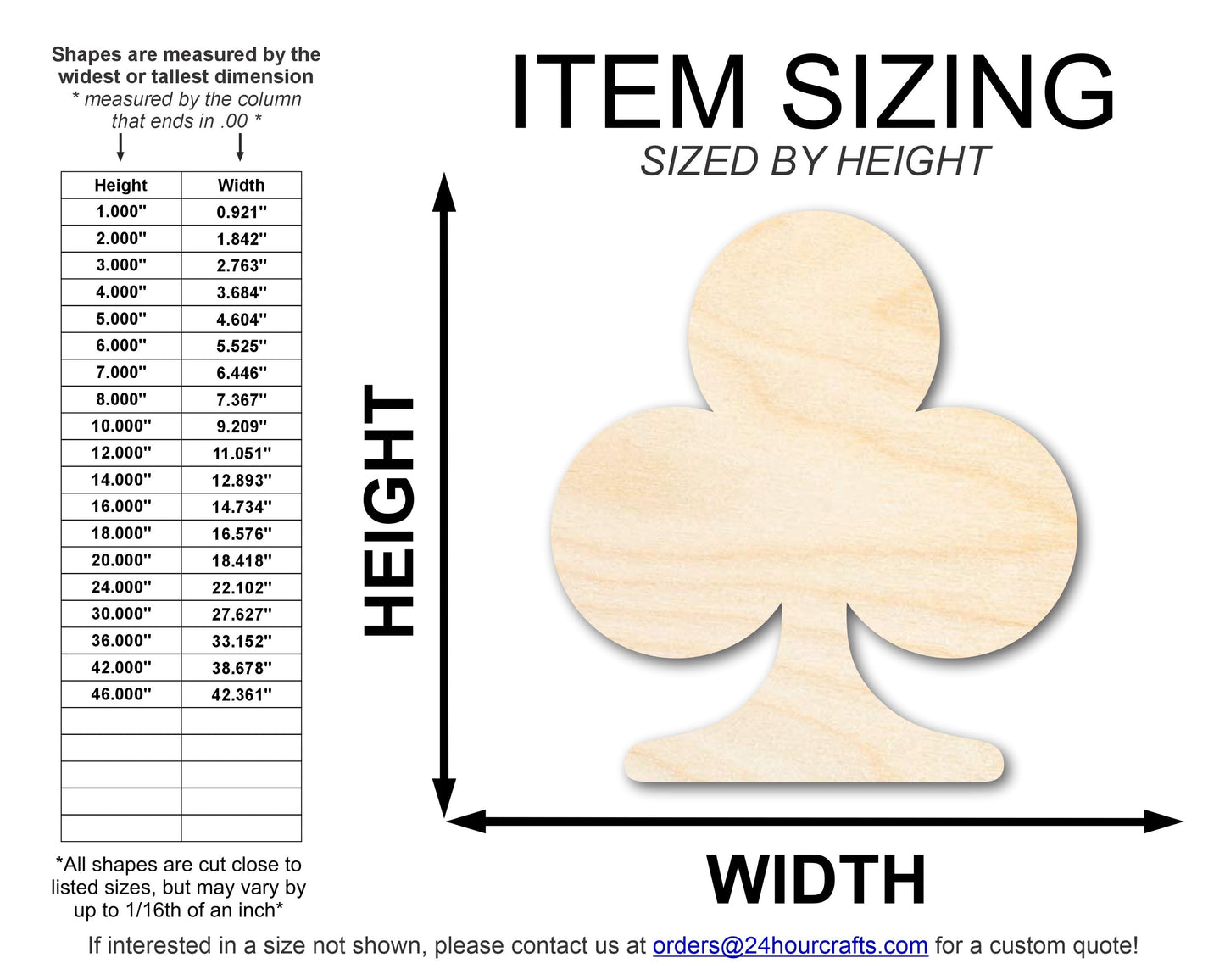 Unfinished Wood Club Shape | DIY Playing Cards Craft Cutout | Up to 36"