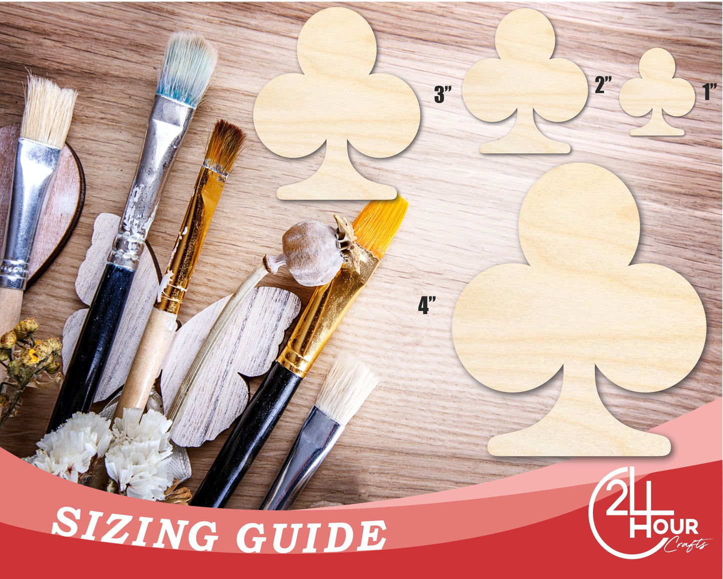 Unfinished Wood Club Shape | DIY Playing Cards Craft Cutout | Up to 36"