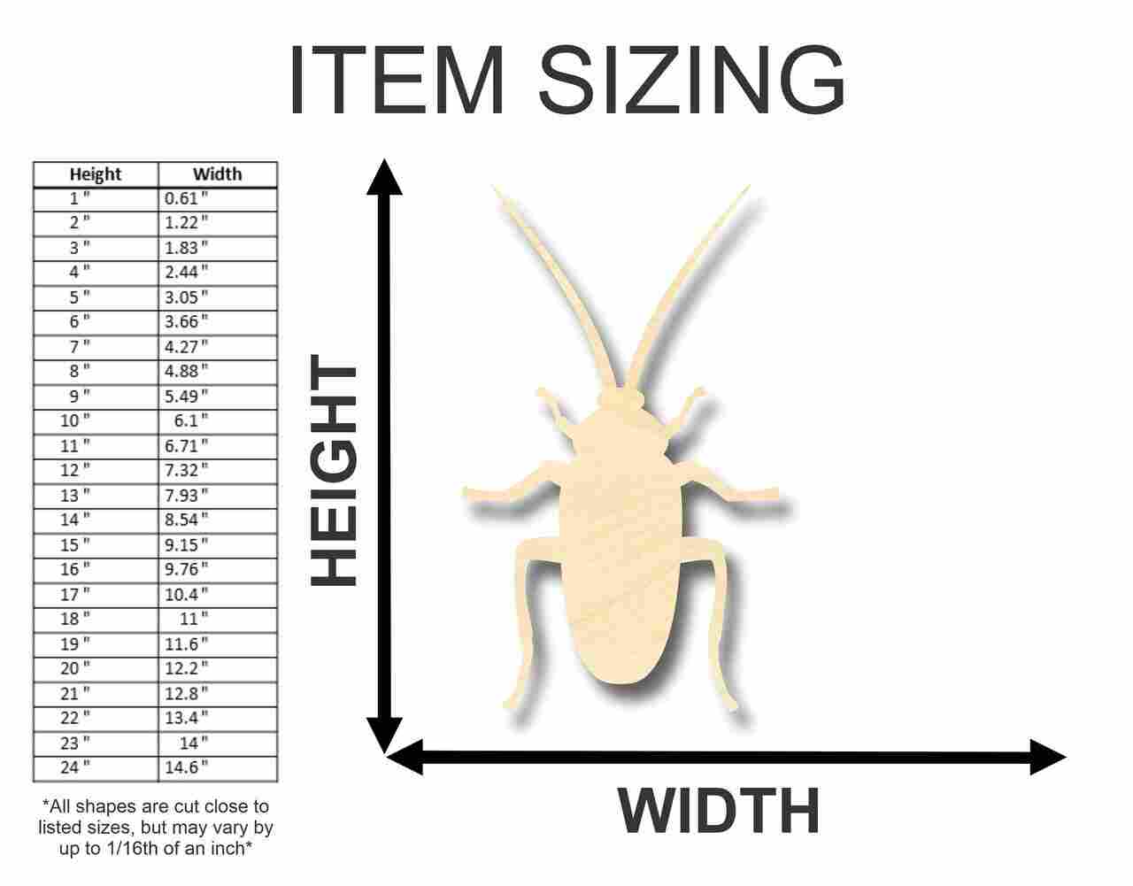 Unfinished Wood Cockroach Shape -Insect - Animal - Craft - up to 46" DIY