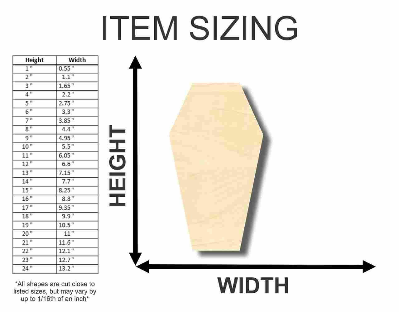 Unfinished Wood Coffin 2D Shape - Halloween - Craft - up to 46" DIY