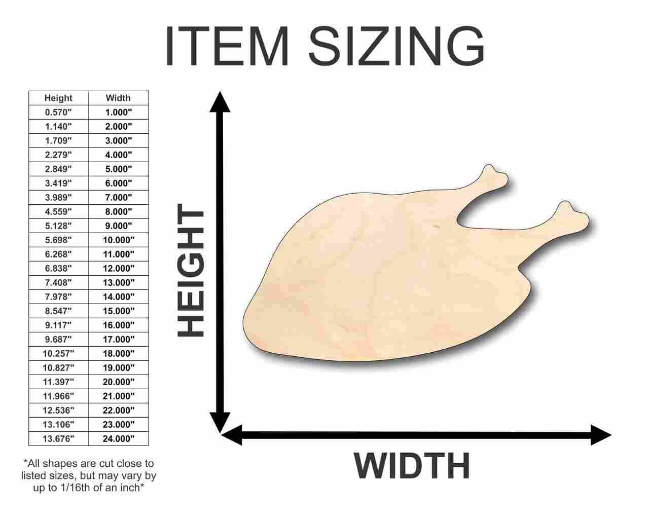 Unfinished Wood Cooked Turkey Shape - Thanksgiving - Kitchen - Food - Craft - up to 46" DIY