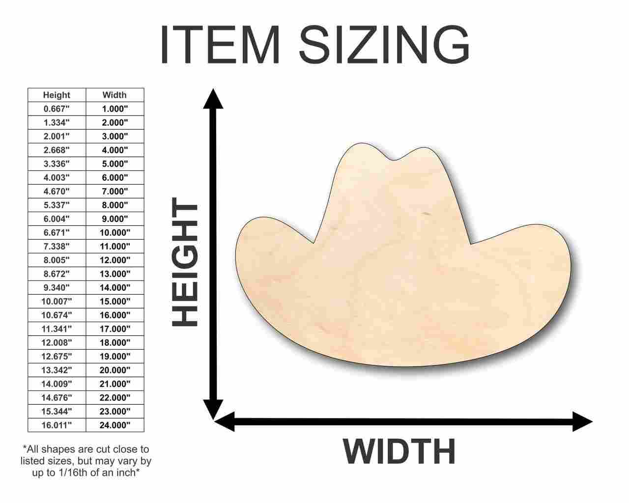 Unfinished Wood Cowboy Hat Shape - Western - Craft - up to 46" DIY