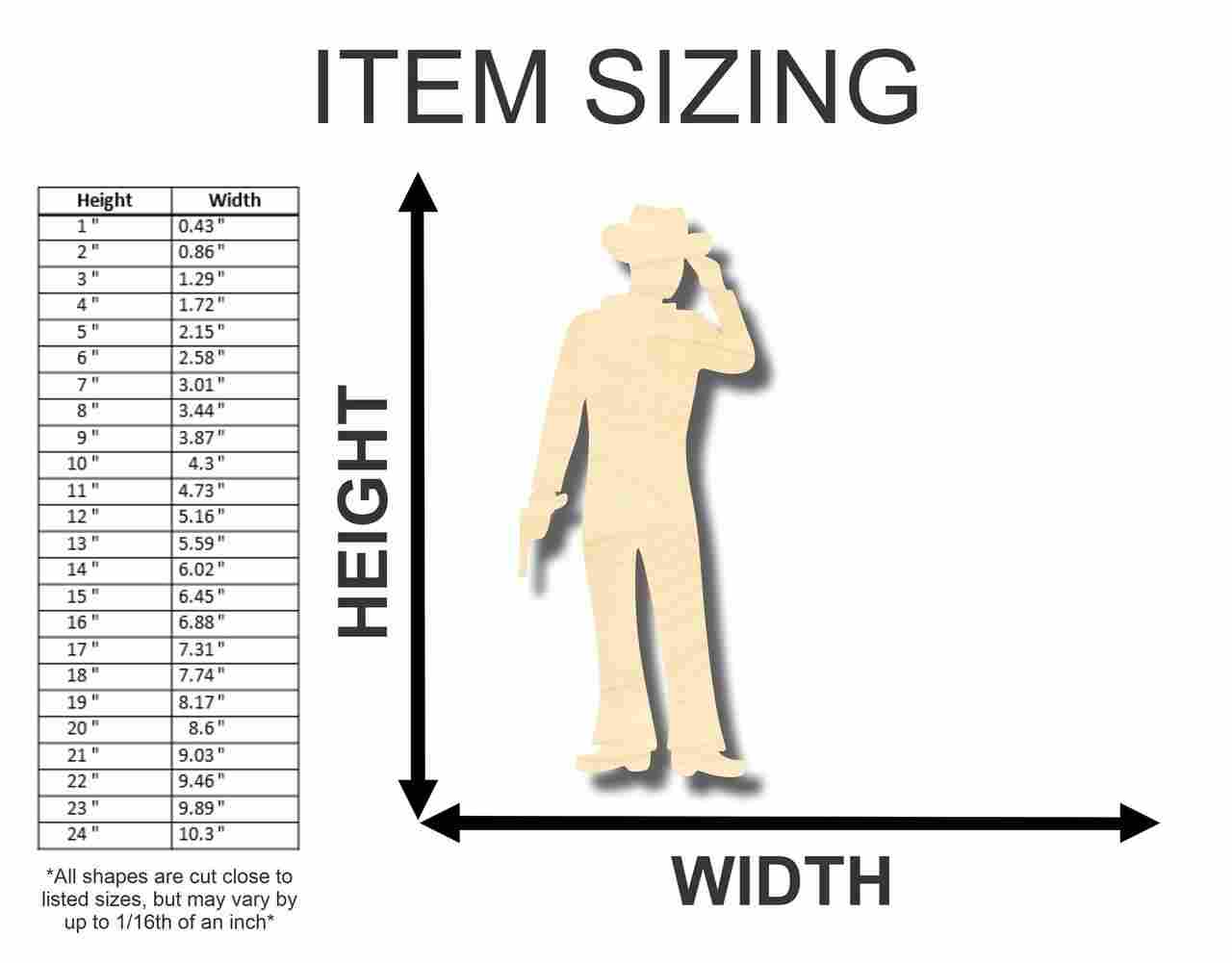 Unfinished Wood Cowboy Shape - Western - Craft - up to 46" DIY