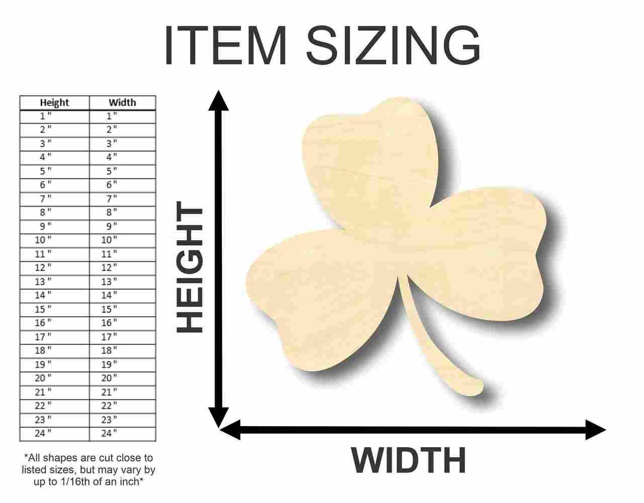Unfinished Wood Shamrock Shape - St Patrick's - Craft - up to 46" DIY