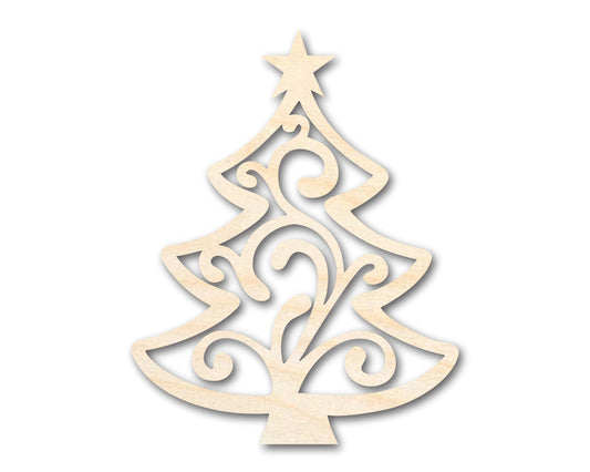Unfinished Wood Flourish Christmas Tree Shape - Craft - up to 46"