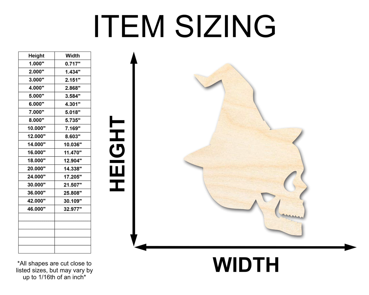 Unfinished Wood Magicians Skull Shape | Halloween | Craft Cutout | up to 46" DIY