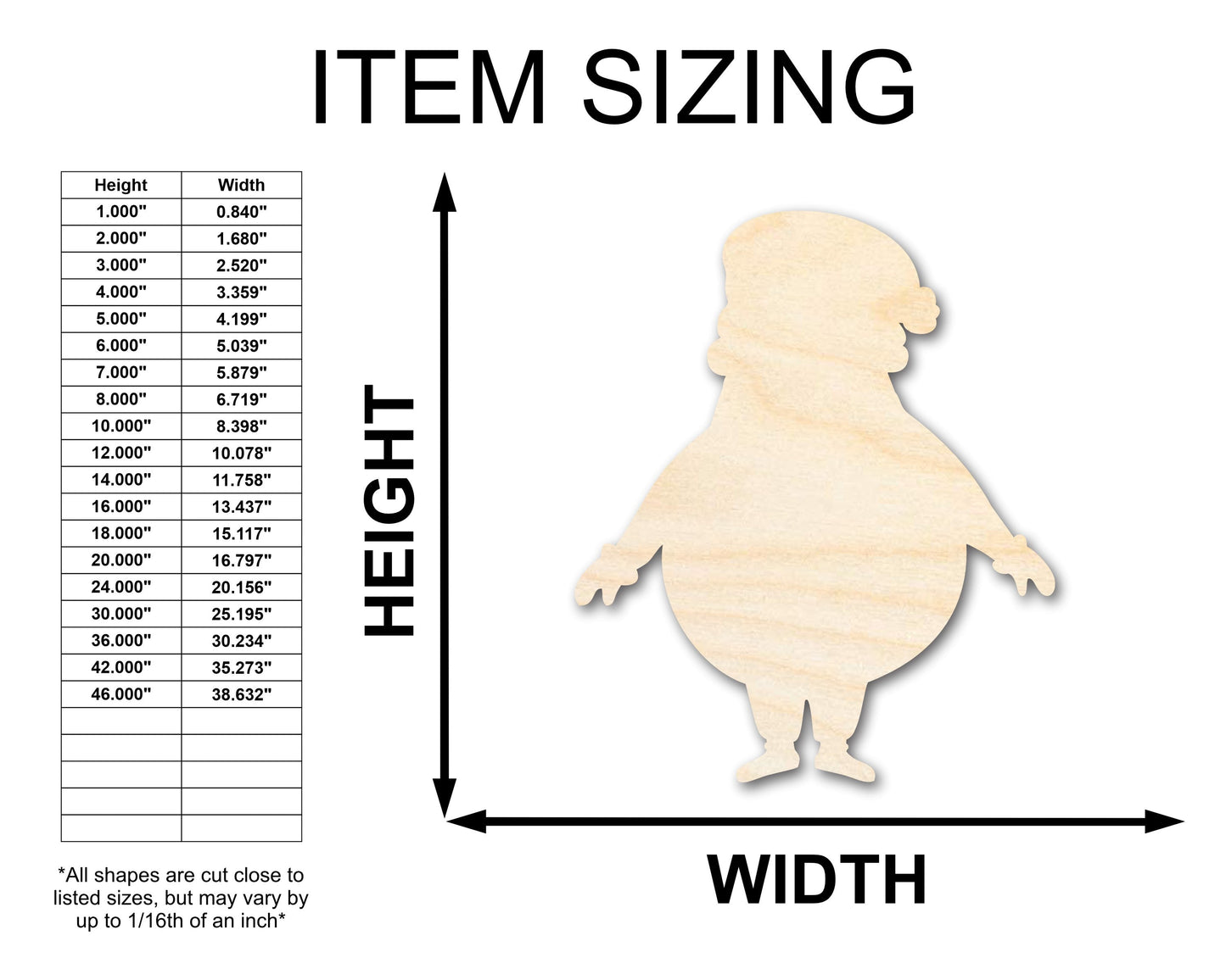 Unfinished Wood Round Santa Shape - Craft - up to 46" DIY