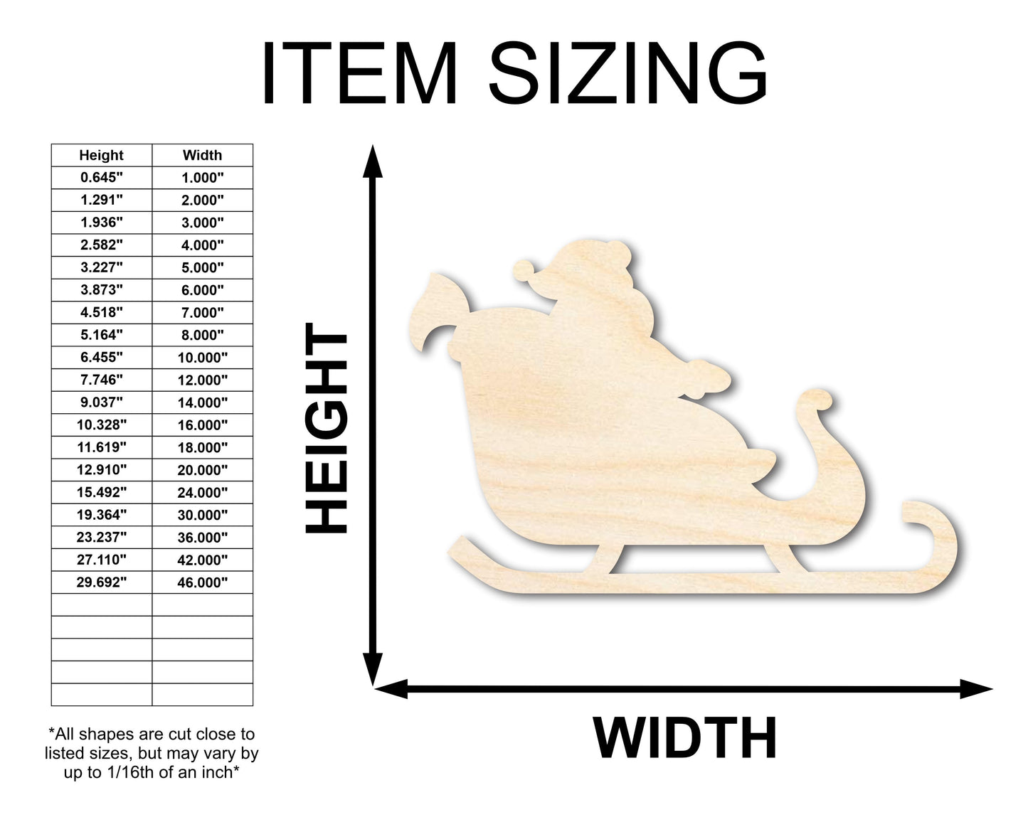 Unfinished Wood Santa in Sleigh Shape - Craft - up to 46" DIY