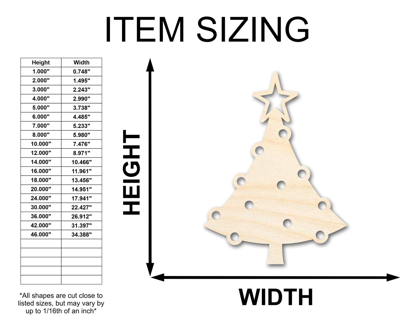 Unfinished Wood Christmas Tree Shape - Craft - up to 46" DIY