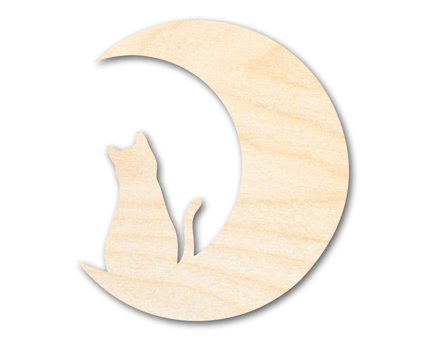 Unfinished Wood Cat and Moon Silhouette Shape - Craft - up to 46"