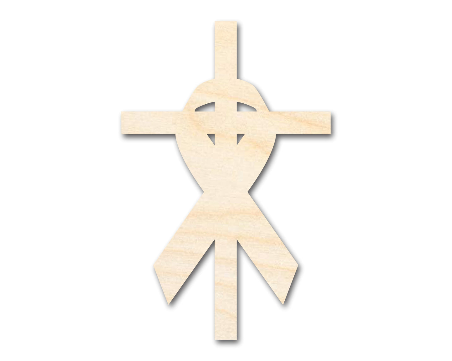 Unfinished Wood Cross and Ribbon Silhouette Shape - Craft - up to 46"