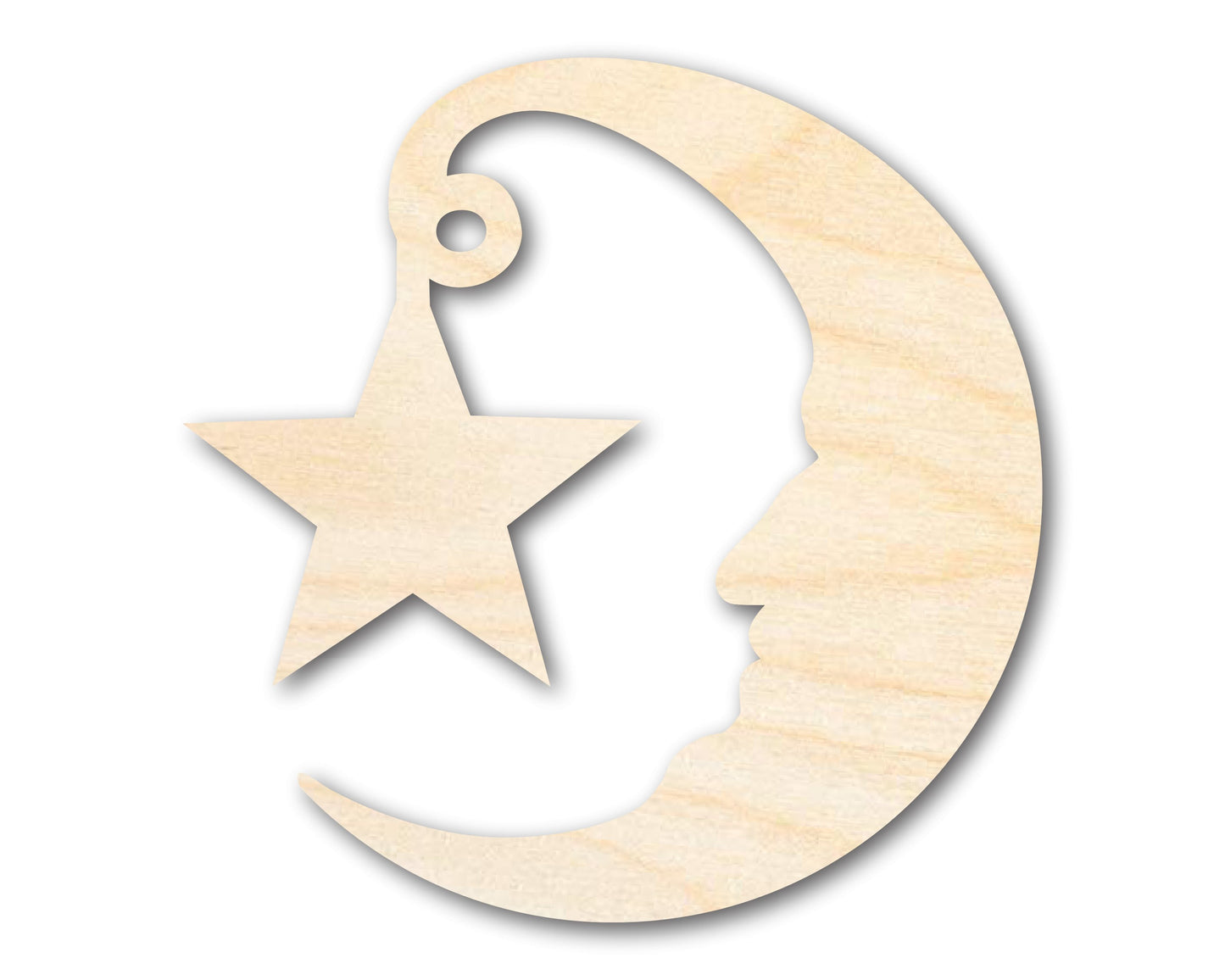 Unfinished Wood Moon and Star Silhouette Shape - Craft - up to 46"