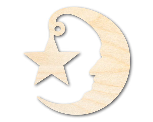 Unfinished Wood Moon and Star Silhouette Shape - Craft - up to 46"