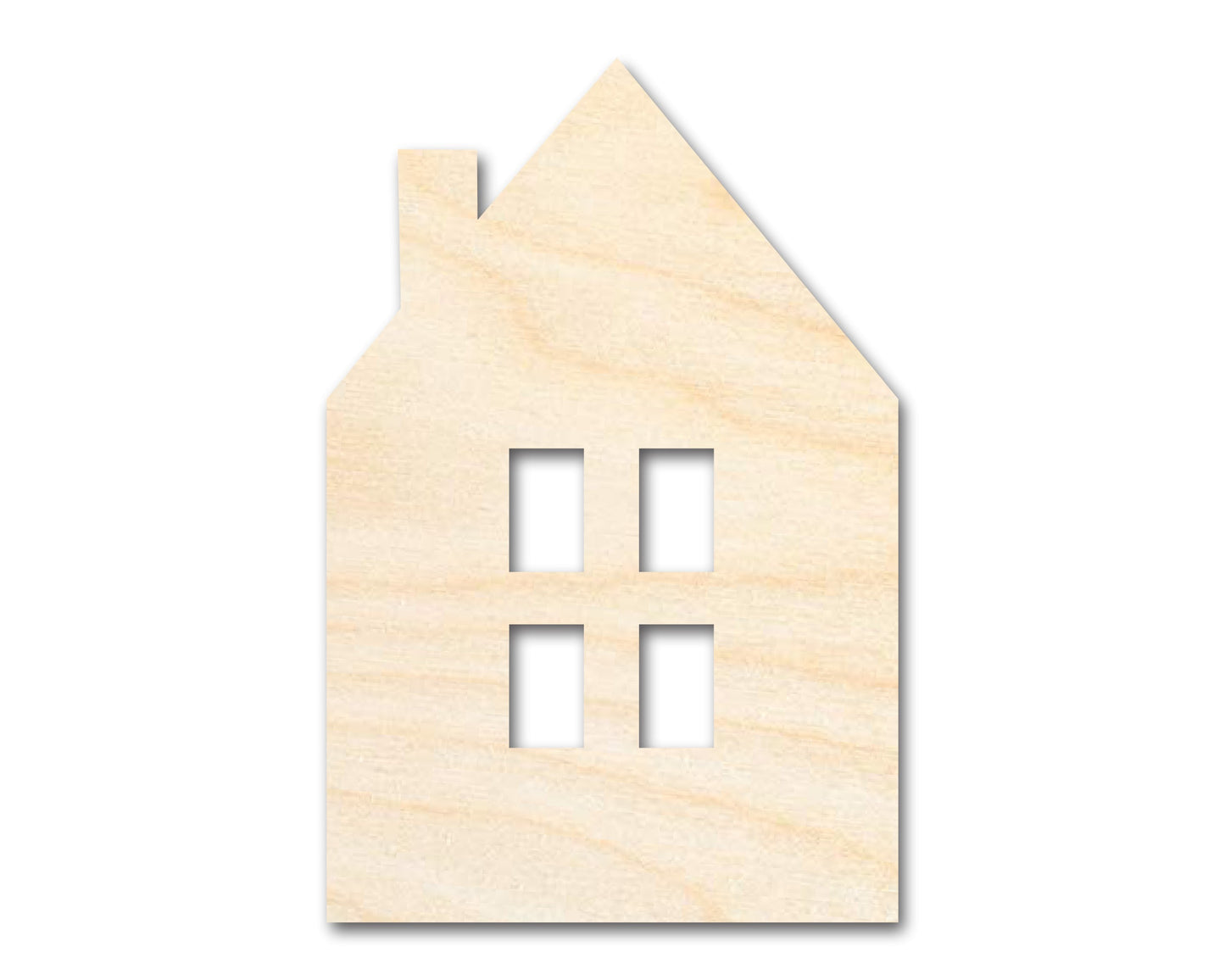 Unfinished Wood House Window Silhouette Shape | DIY Craft Cutout | Up to 36"