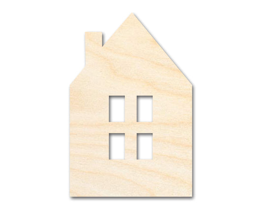Unfinished Wood House Window Silhouette Shape | DIY Craft Cutout | Up to 36"