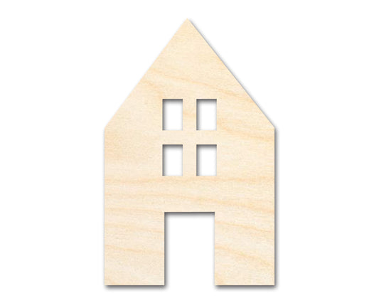 Unfinished Wood House Silhouette Shape - Craft - up to 46"