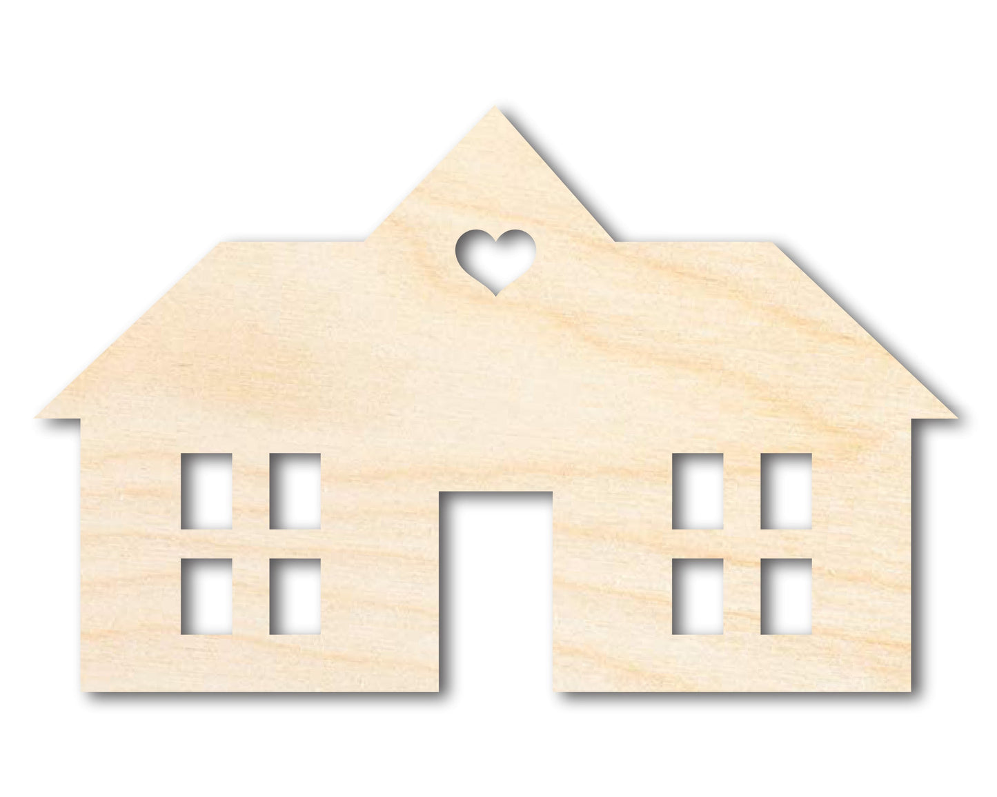 Unfinished Wood House Silhouette Shape - Craft - up to 46"