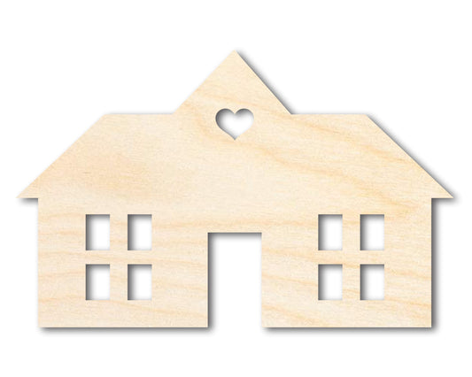 Unfinished Wood House Silhouette Shape - Craft - up to 46"