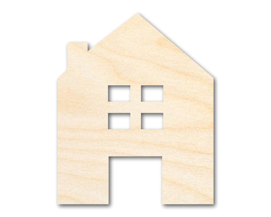 Unfinished Wood House Silhouette Shape - Craft - up to 46"