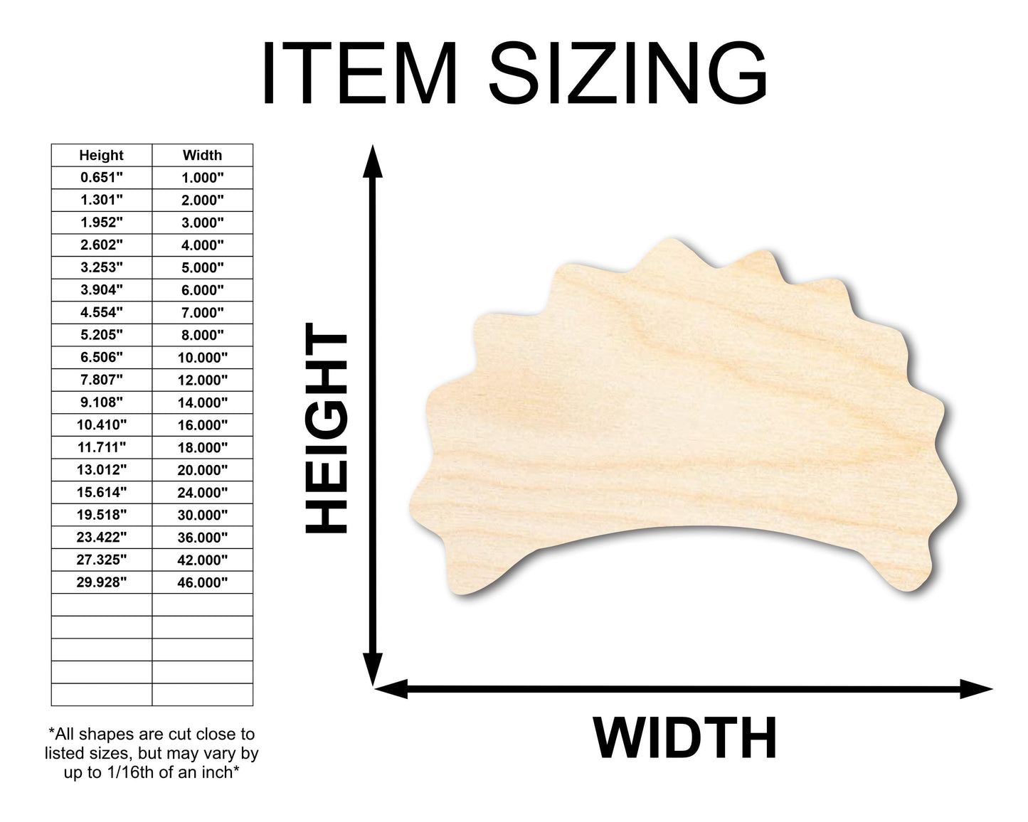 Unfinished Wood Pierogi Silhouette Shape - Craft - up to 46"