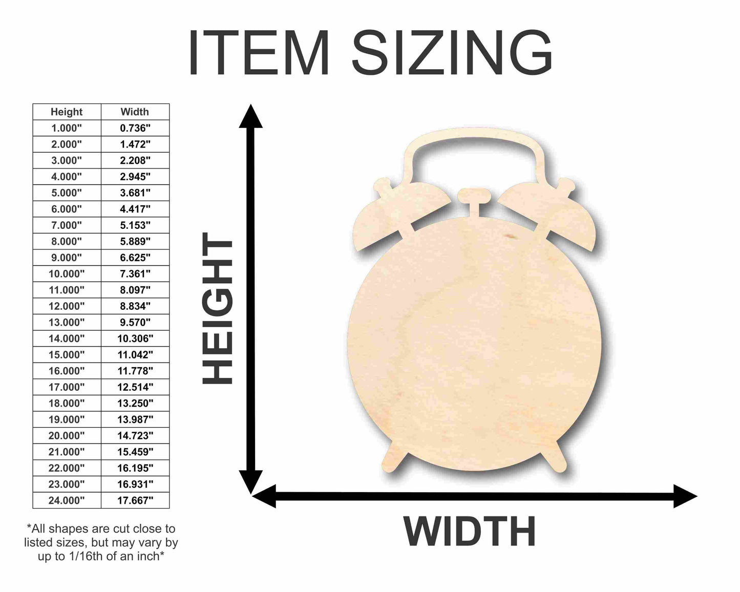 Unfinished Wood Alarm Clock Silhouette - Craft- up to 46" DIY