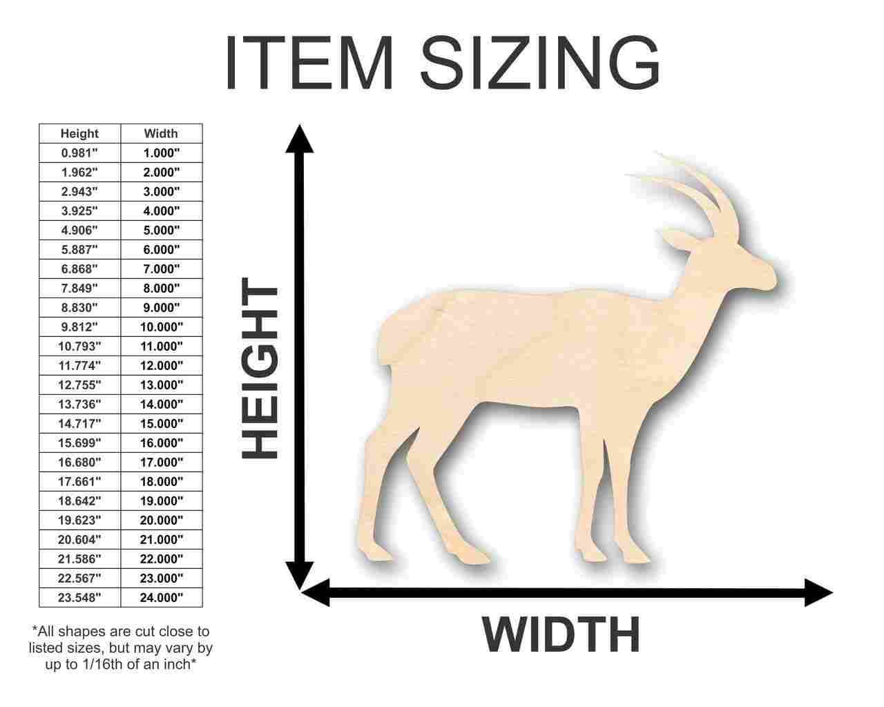Unfinished Wood Antelope Shape - Animal - Wildlife - Craft - up to 46" DIY