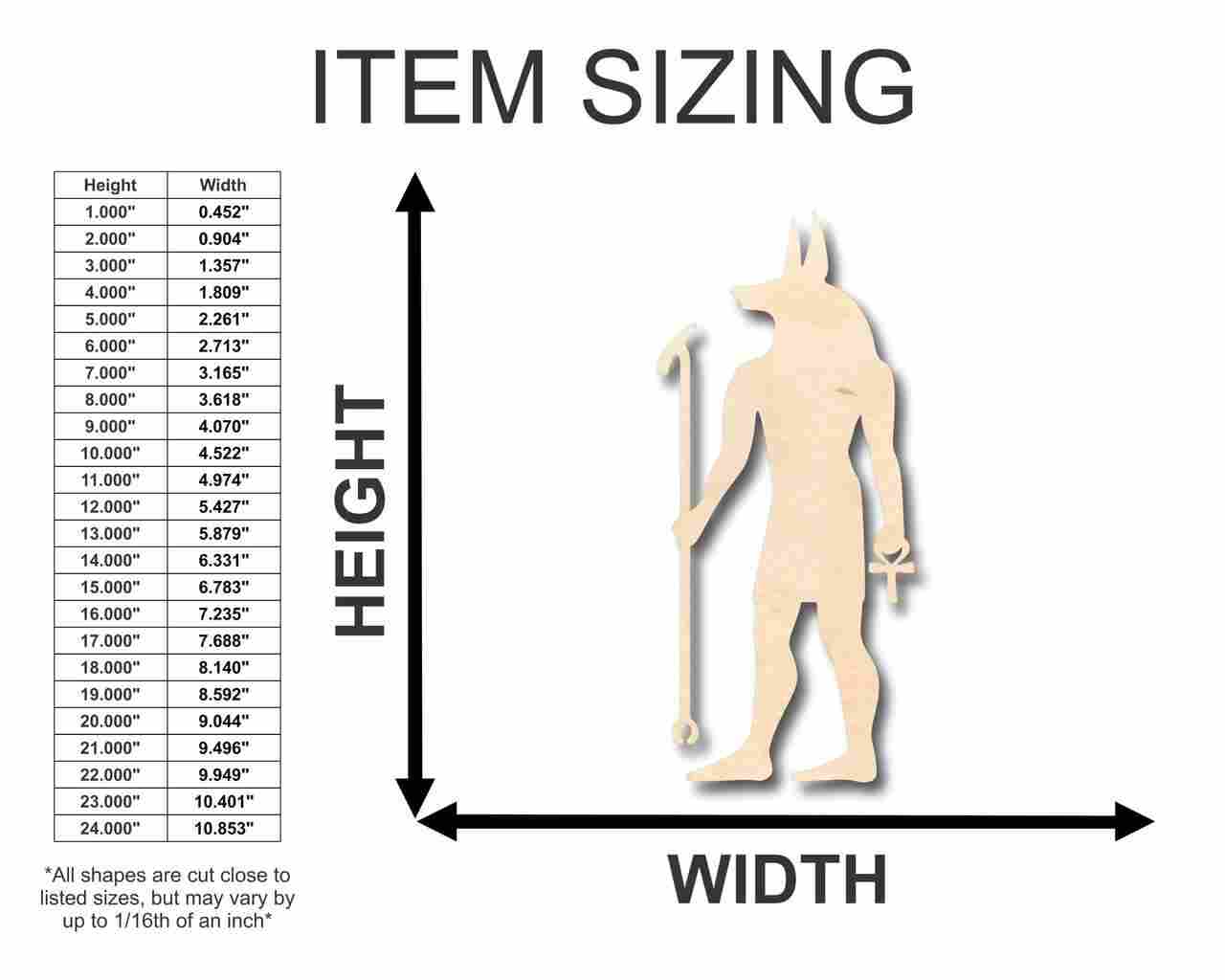 Unfinished Wood Anubis Shape - Egypt - Mythical - Craft - up to 46" DIY