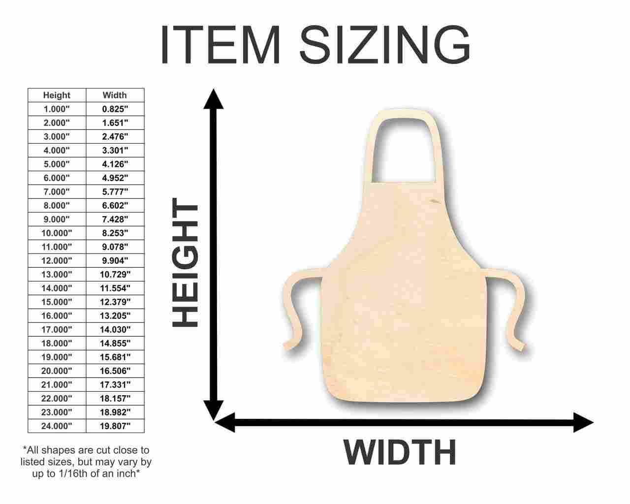 Unfinished Wood Apron Shape - Craft - up to 46" DIY