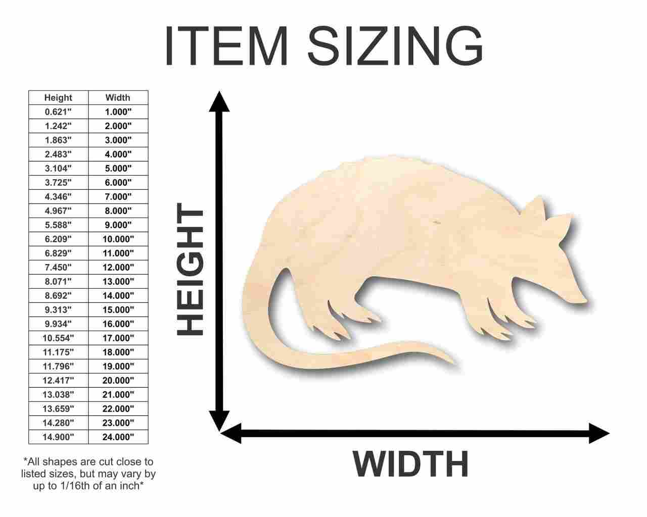 Unfinished Wood Armadillo Shape - Animal - Craft - up to 46" DIY