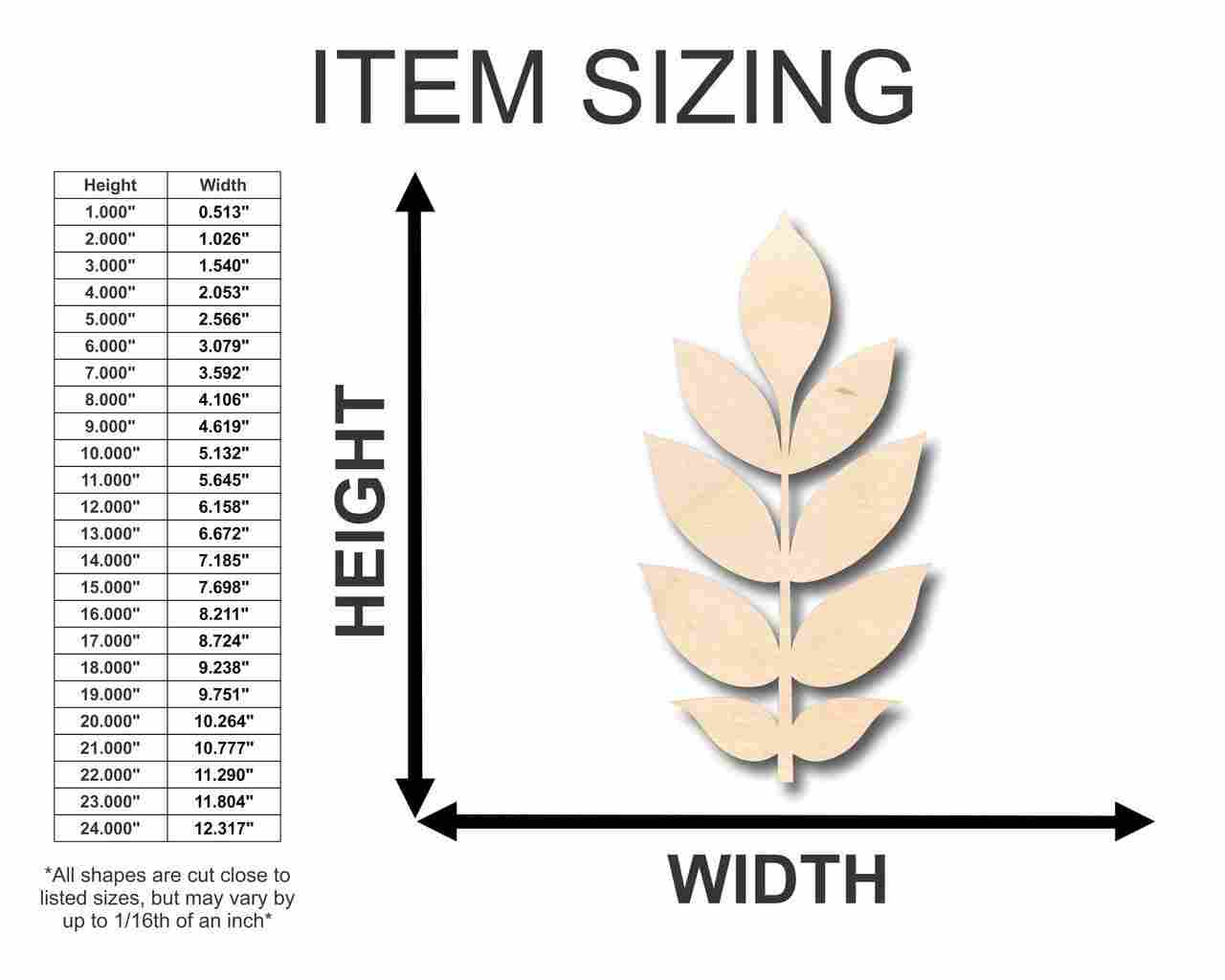 Unfinished Wood Ash Leaf Shape - Craft - up to 46" DIY