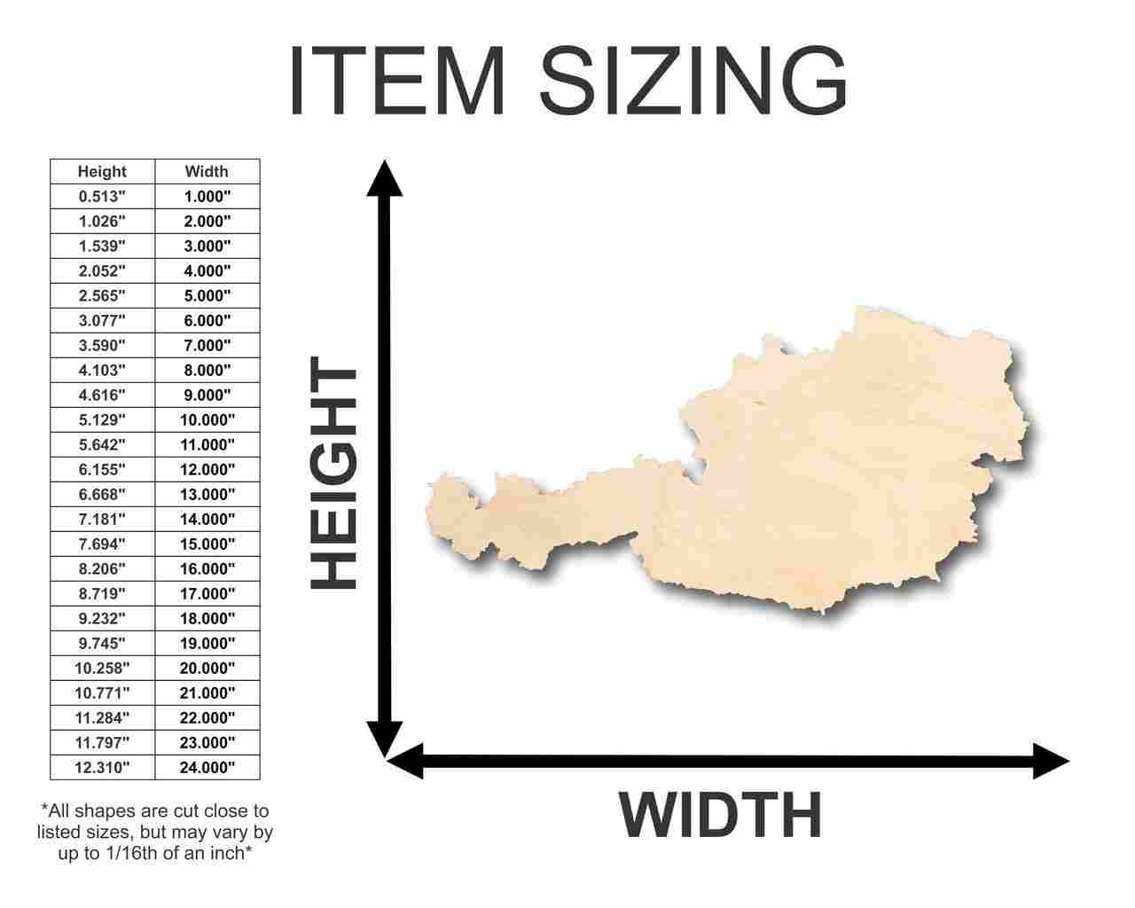 Unfinished Wood Austria Shape - Country - Craft - up to 46" DIY