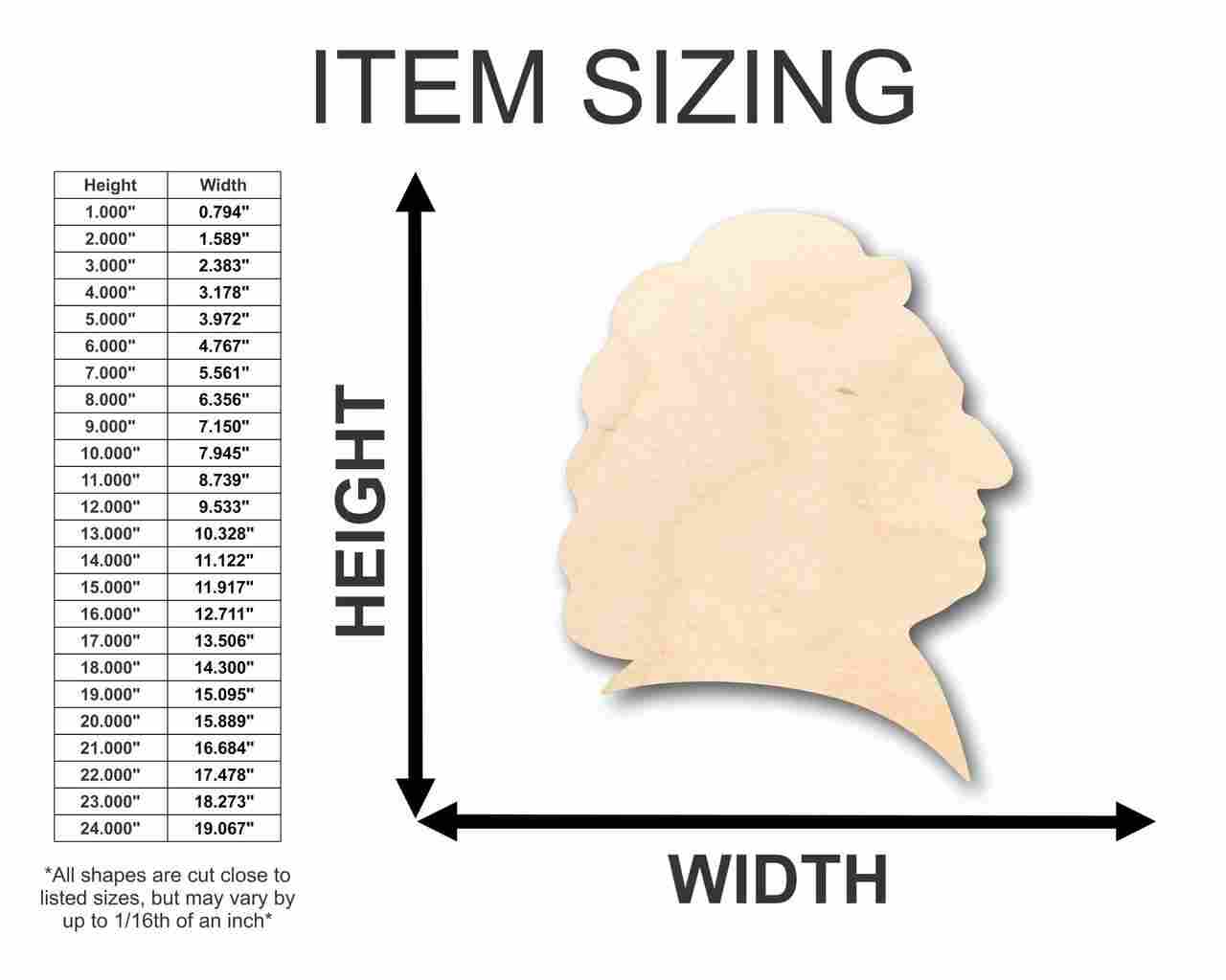 Unfinished Wood Bach Shape - Music - History - Craft - up to 46" DIY