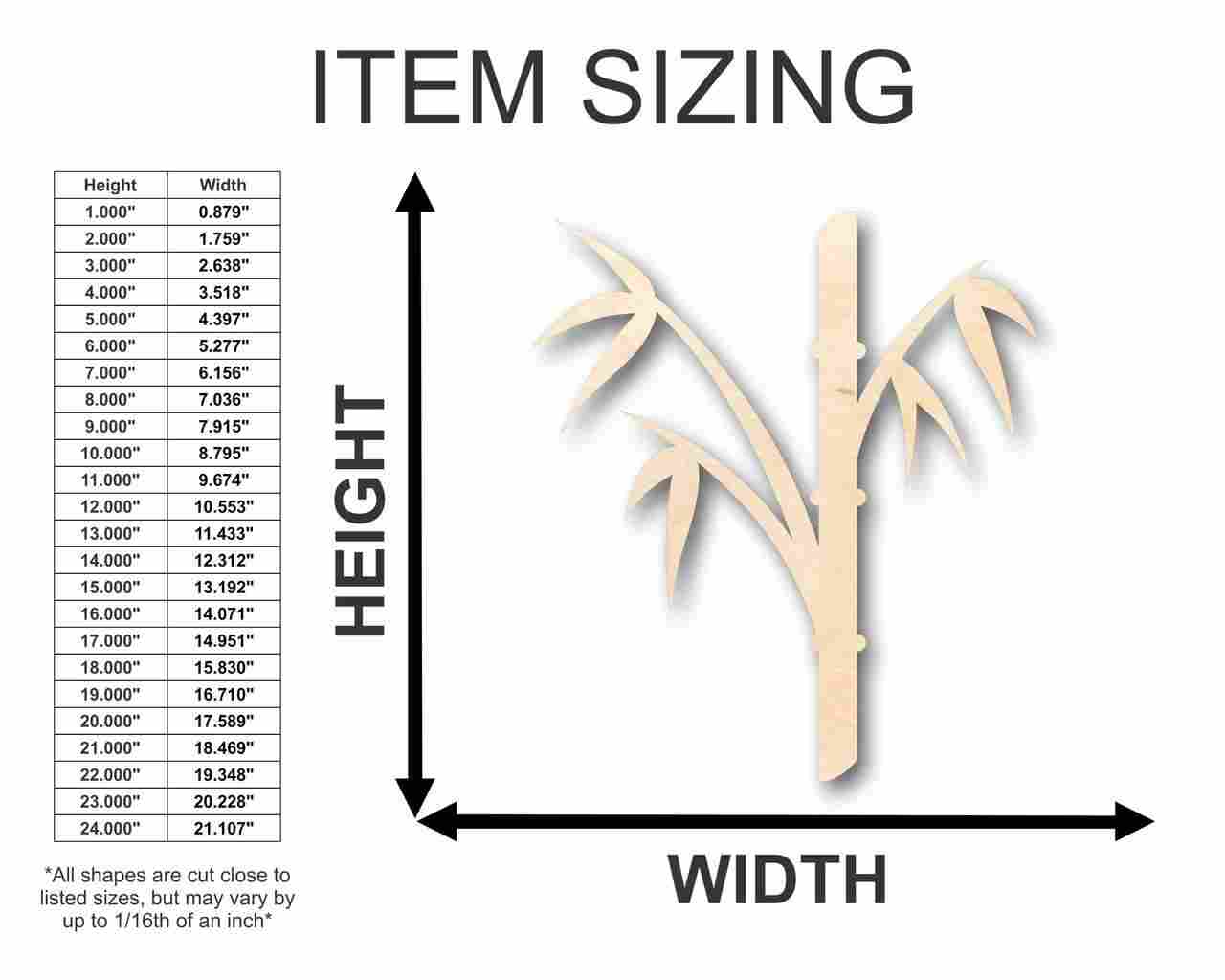 Unfinished Wood Bamboo Shape - Craft - up to 46" DIY