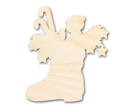 Unfinished Wood Christmas Boot Silhouette Shape - Craft - up to 46"