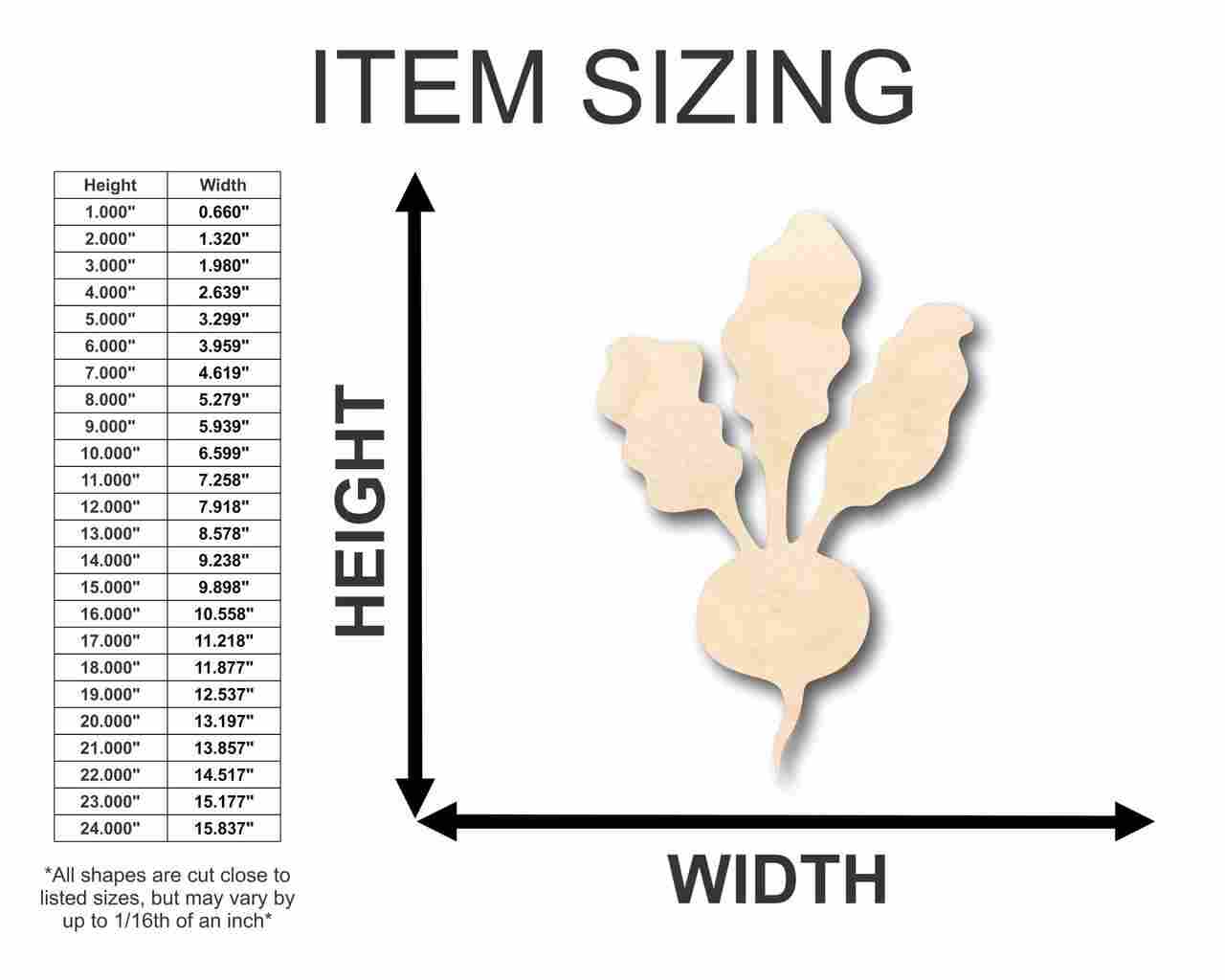 Unfinished Wood Beet Shape - Garden - Vegetable - Craft - up to 46" DIY