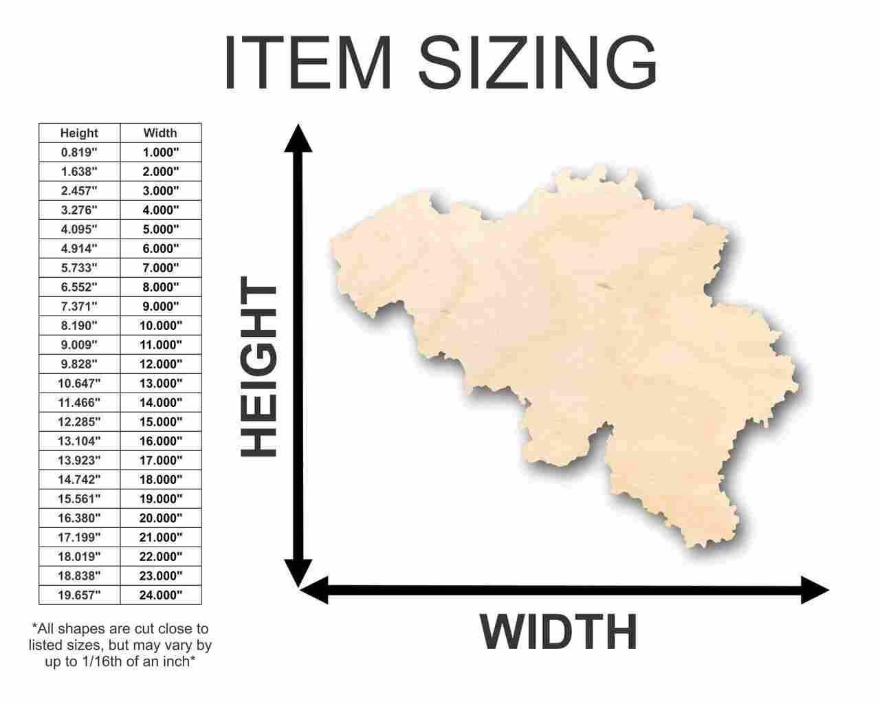 Unfinished Wood Belgium Shape - Country - Craft - up to 46" DIY