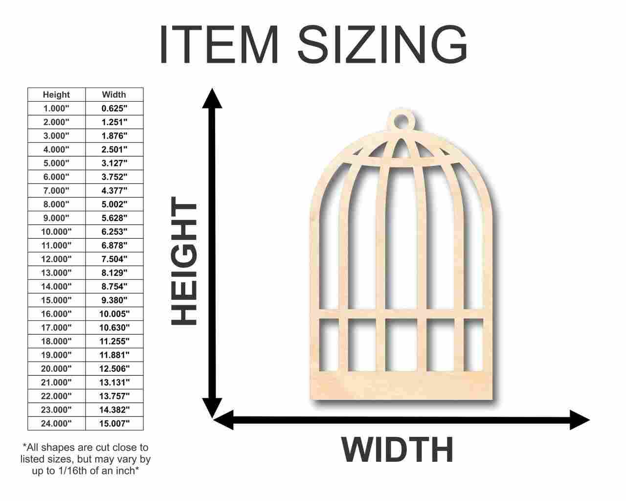 Unfinished Wood Birdcage Shape - Craft - up to 46" DIY