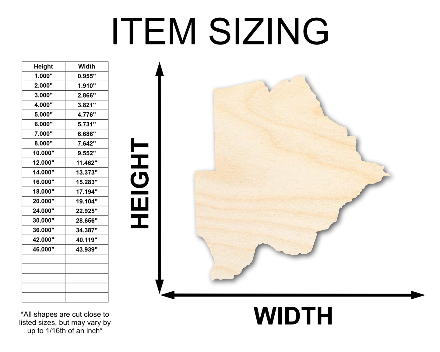 Unfinished Wood Botswana Shape - Craft - up to 46"