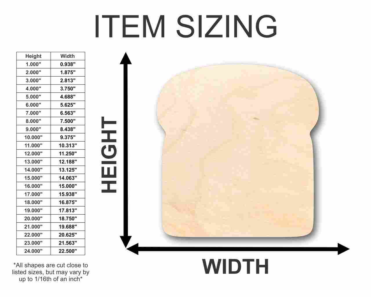 Unfinished Wood Bread Shape - Food - Craft - up to 46" DIY