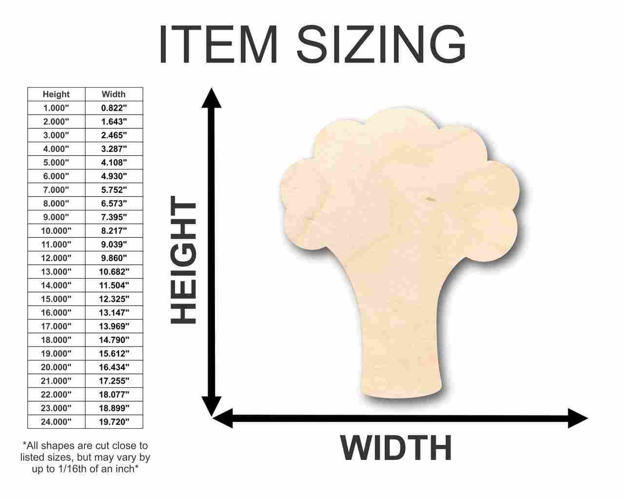 Unfinished Wood Broccoli Shape - Food - Craft - up to 46" DIY