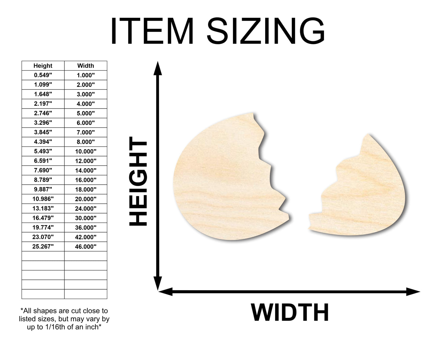 Unfinished Wood Broken Egg Shape - Easter Spring Craft - up to 46" DIY