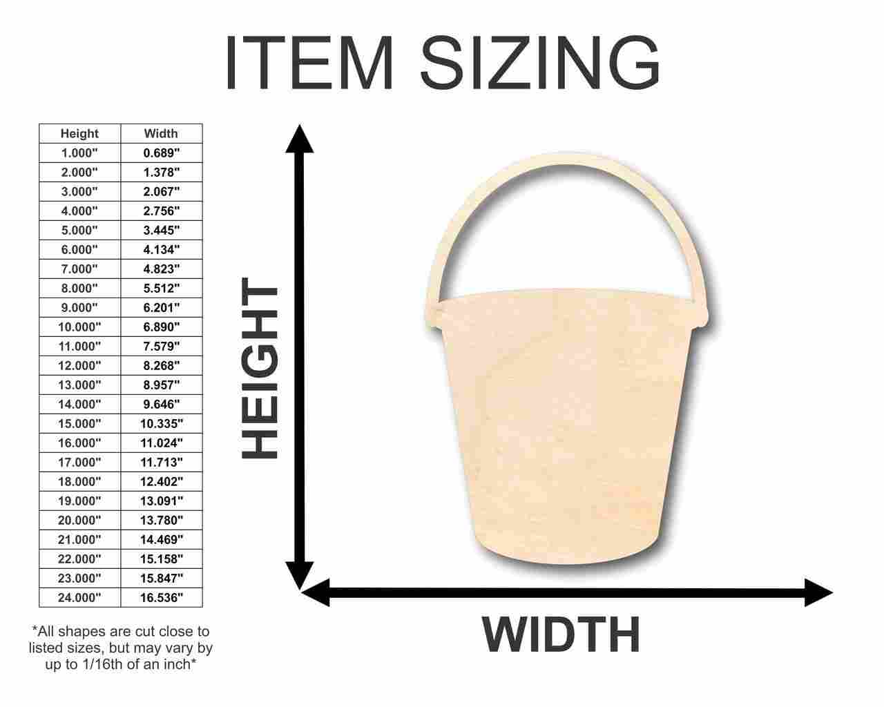 Unfinished Wood Bucket Shape - Food - Craft - up to 46" DIY