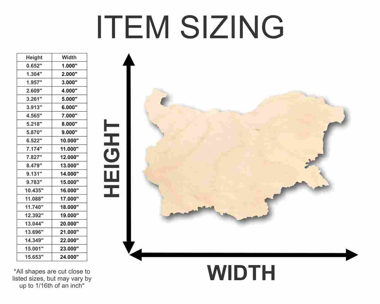 Unfinished Wood Bulgaria Shape - Country - Craft - up to 46" DIY