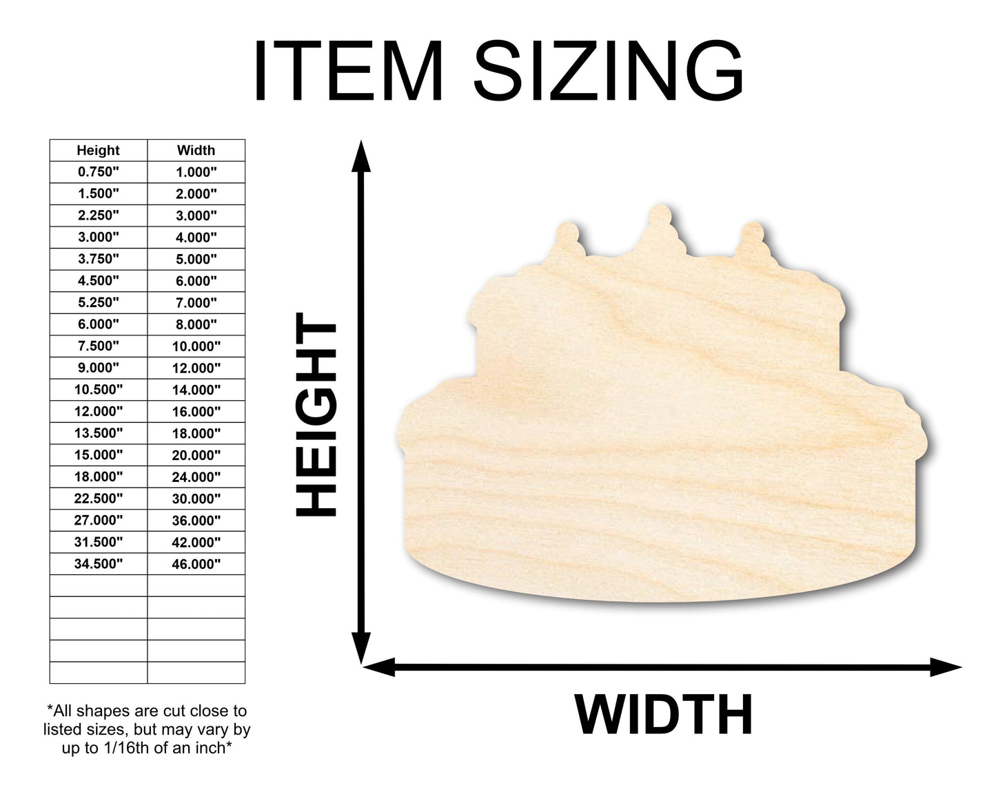 Unfinished Wood Cake Shape - Craft - up to 46" DIY