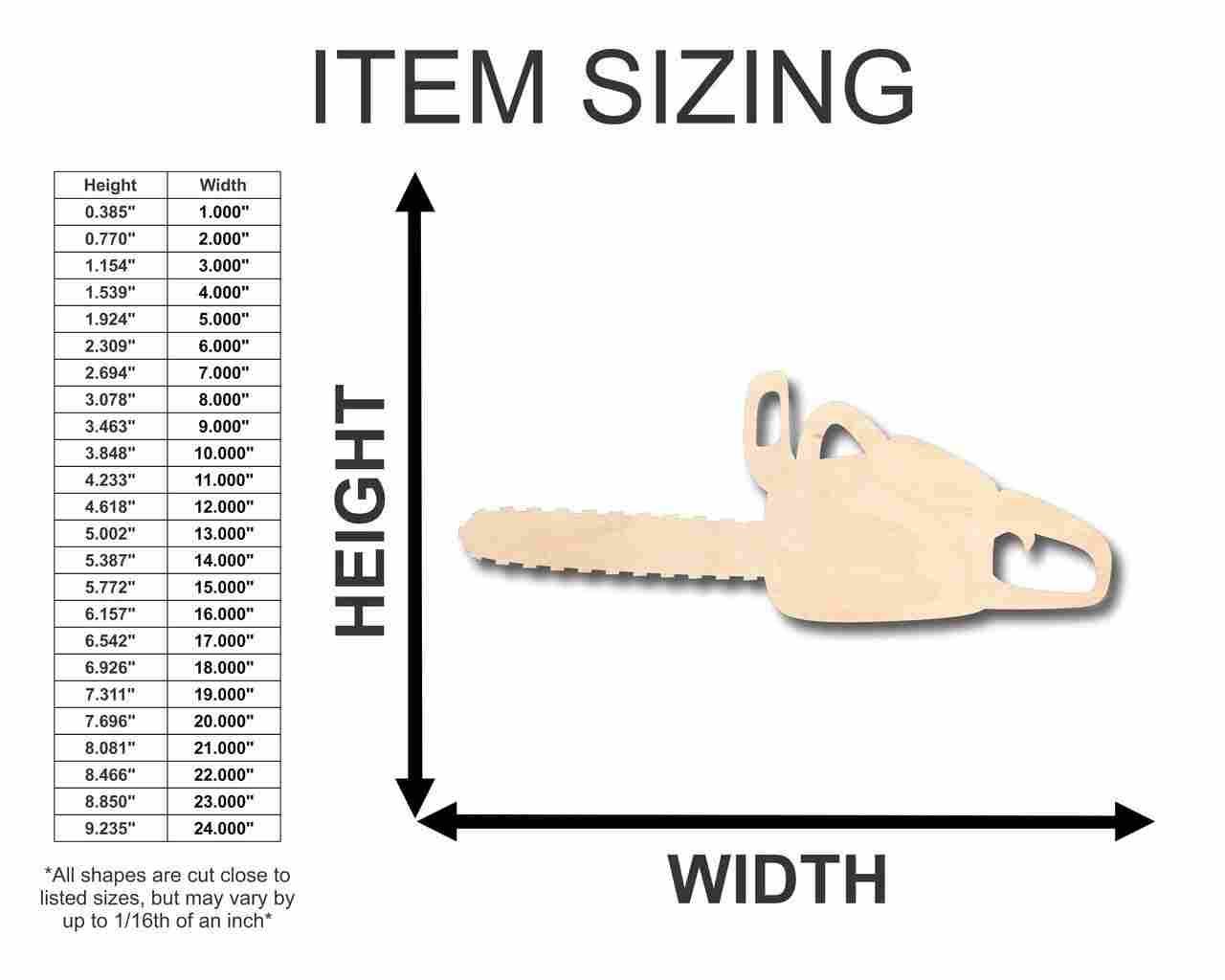 Unfinished Wood Chainsaw Shape - Tool - Craft - up to 46" DIY