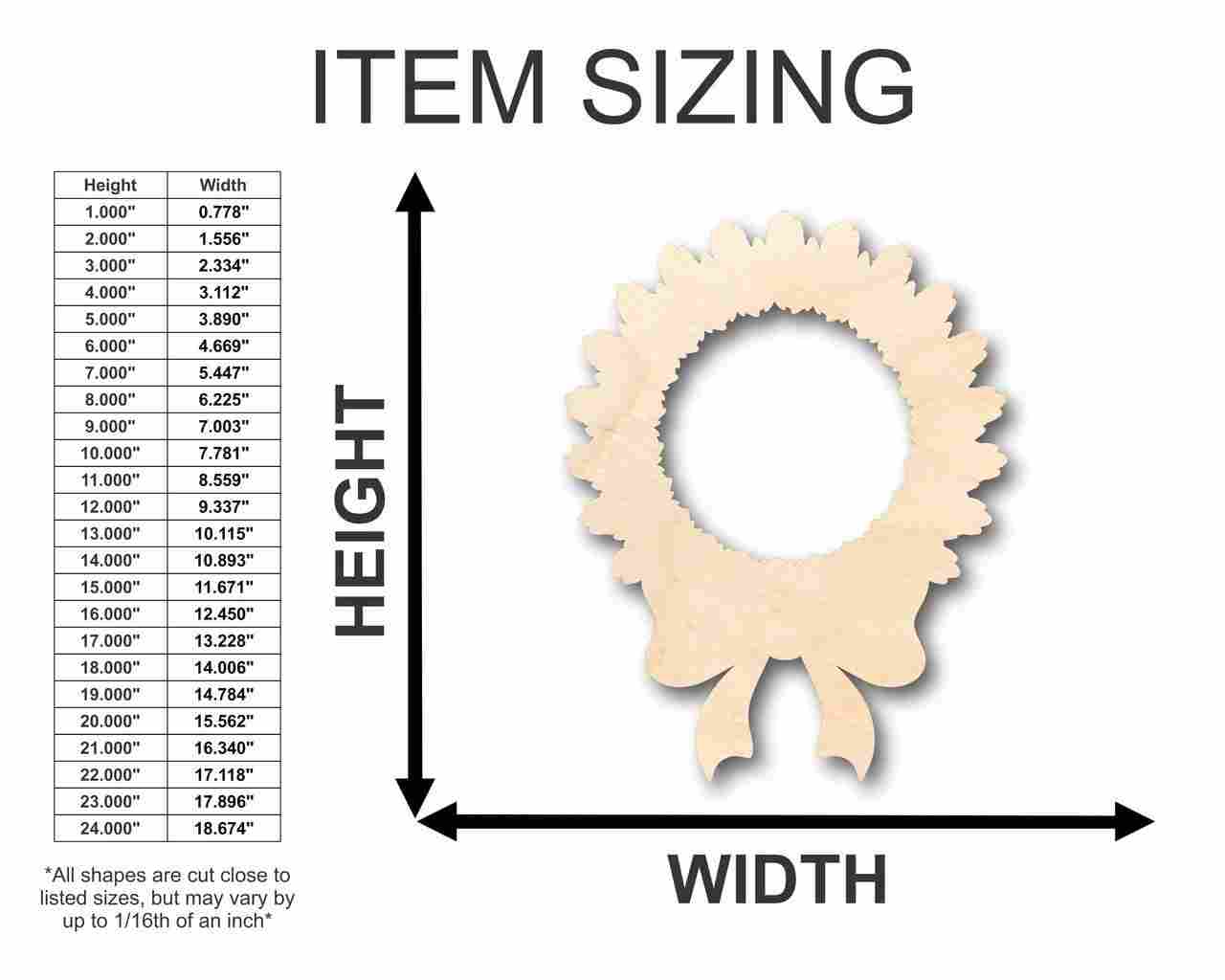 Unfinished Wood Wreath Shape - Christmas - Craft - up to 46" DIY