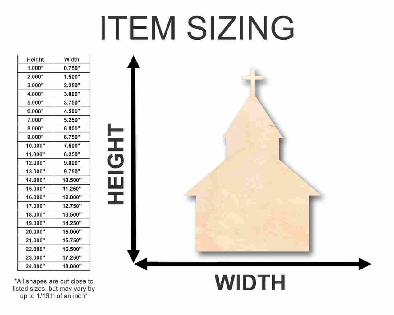 Unfinished Wood Church Shape - Christian - Craft - up to 46" DIY