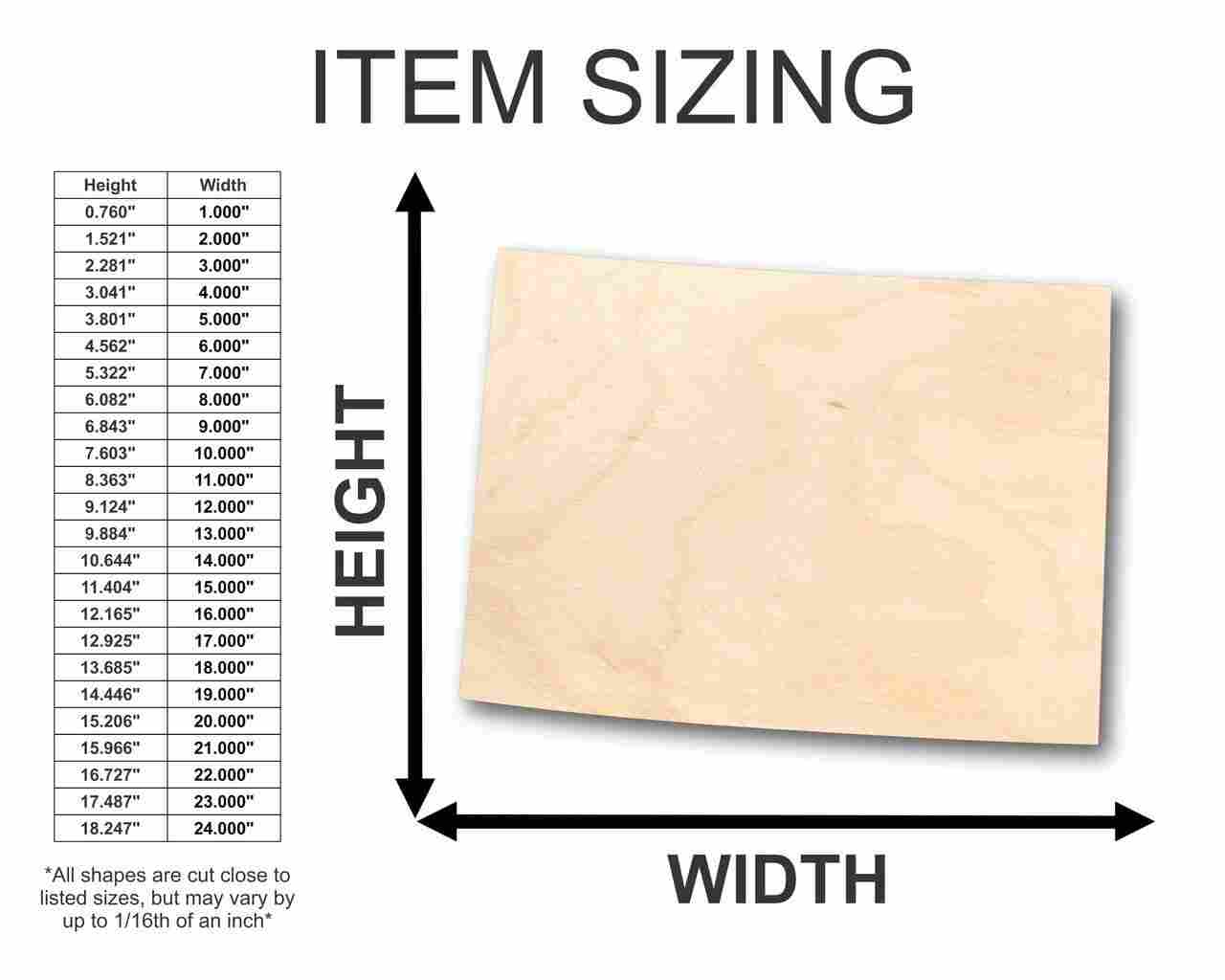 Unfinished Wood Colorado Shape - State - Craft - up to 46" DIY